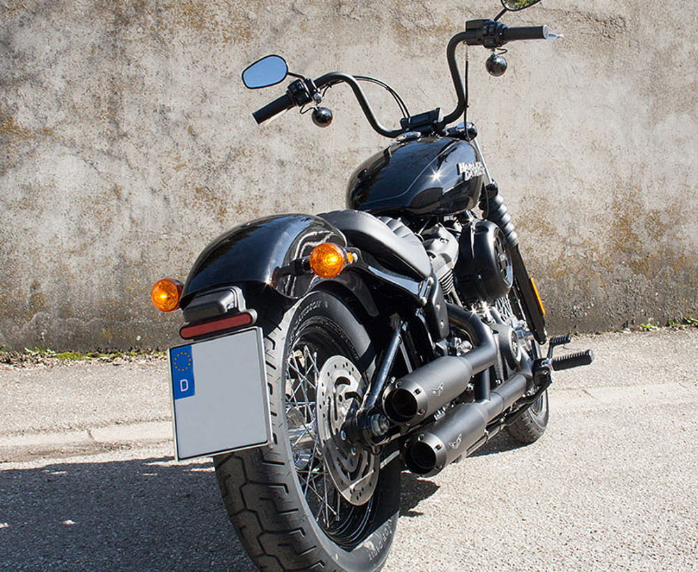 Black Sale: PENZL - V2-Speed Auspuffset elek. verstellb. / black cera. / HD Softail Street Bob - 107 cui / ab 2018 /ABE