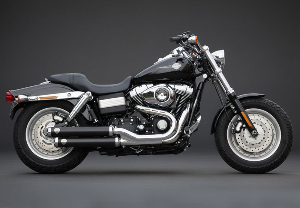 PENZL Retro Line - SlipOn - Auspuffset schwarz-matt / mechanisch verstellbar / Harley Dyna Wide Glide / 06 - 16 /ABE