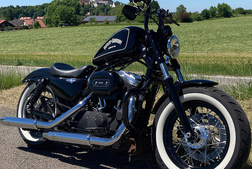 SALE: PENZL - Neo Classic Auspuffset verstellbar / Endkappe Tapered / fein gebürstet / HD Sportster / 88 - 99 / EG-BE