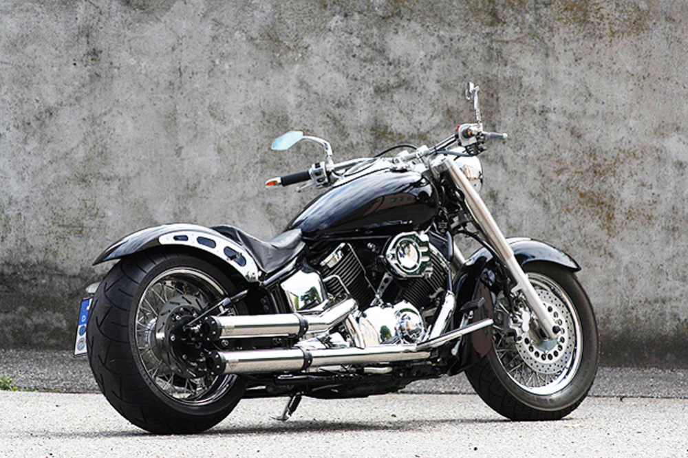 PENZL- Retro-Auspuff-verstellbar. / chrom / 400 mm / YAMAHA XVS 1100 / bis 2003 / EG-BE