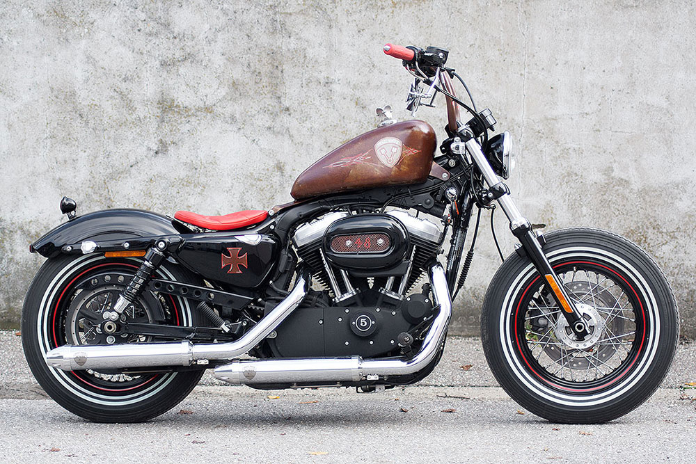 PENZL Retro Line Auspuffset verstellbar /fein gebürstet / Harley Sportster / bis 2003 / EG-BE