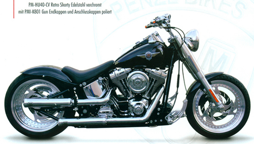 PENZL - Retro Line Auspuffset verstellb. / verchromt / Harley Fat Boy & Nostalgia / Deuce / 04-16 / EG-BE