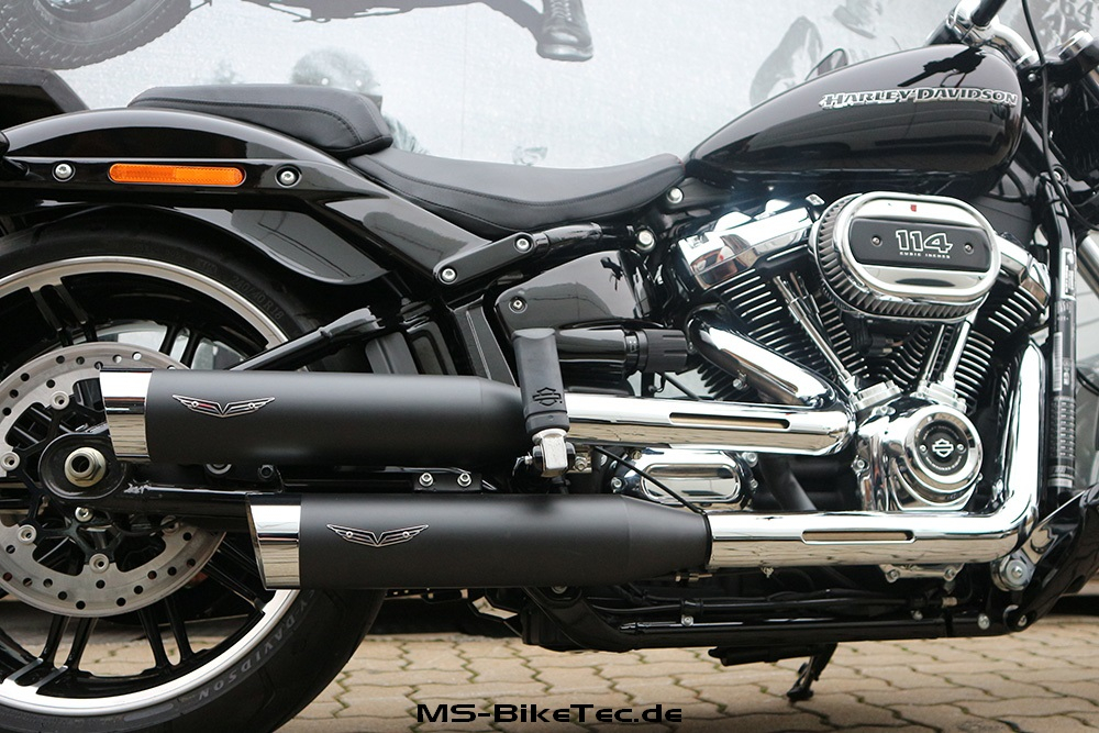 PENZL V2-Speed Auspuffset elektron. verstellb. / black ceramic - Endkappe Charlie chrom / Harley Davidson Softail / ab 2018 /ABE