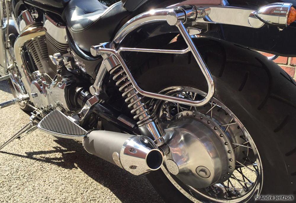 PENZL - RETRO - Auspuff-verstellbar. / schwarz - matt/ 400 - 90 mm / Suzuki VS 1400 / ABE