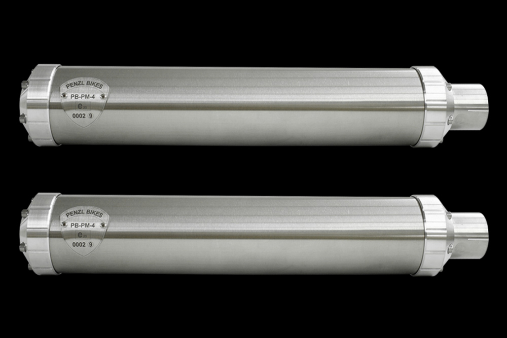 PENZL - RETRO - Auspuff - mech. verstellbar. / Chrom / 400 / 90 mm / Suzuki VS 1400 / ABE