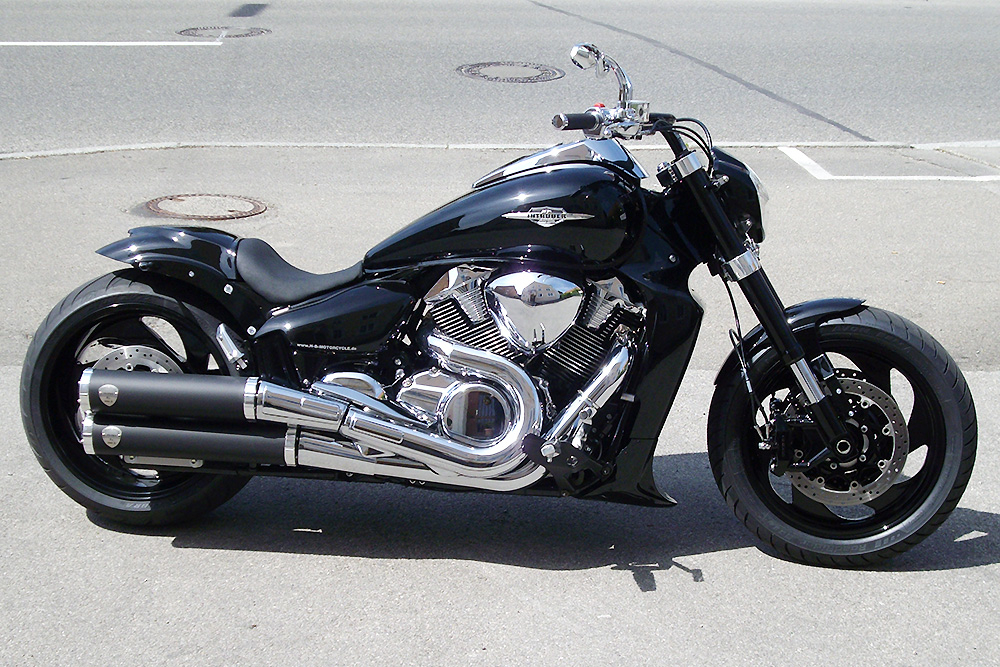 PENZL-RETRO-Auspuff-verstellb. / fein gebürstet / Suzuki C 1500 T / 2013 - 16 / EG-BE