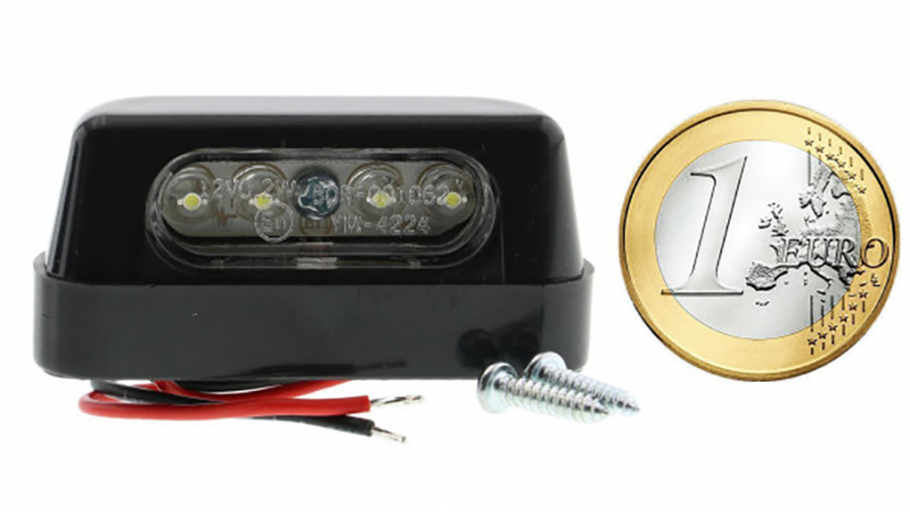 LED - Kennzeichenleuchte klein / schwarz - universal / E-Zeichen