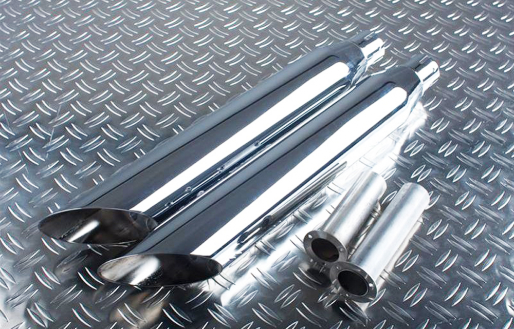 Sale: EAGLE IRON - SlipOn / Suzuki VS 750 / 800 / slash cut / silber poliert / EG-BE