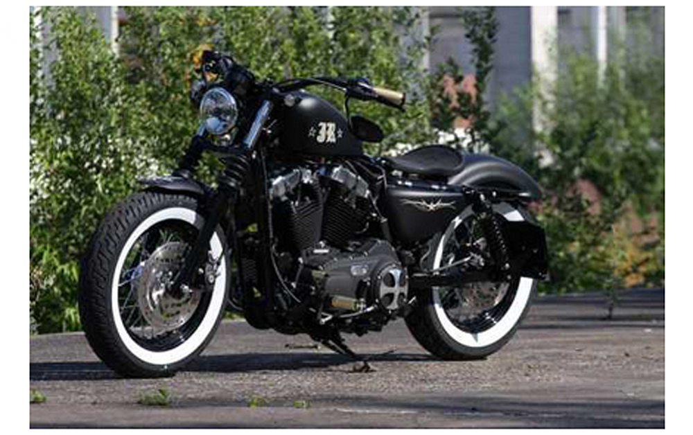 TB Fußrastenanlg. / BASE BRASS / Alu schwarz / Harley Sportster 2003 - 14 / TÜV