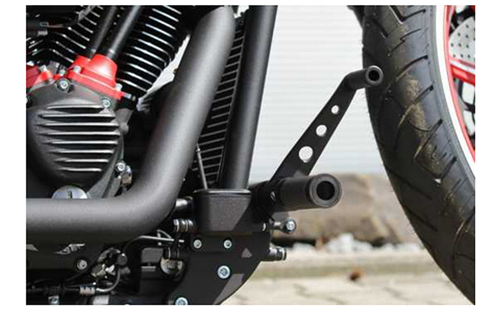 TB - Fußrastenanlage / SATIN / black - keine Vorverlegung / Harley VRSC 12 - 17  / TÜV