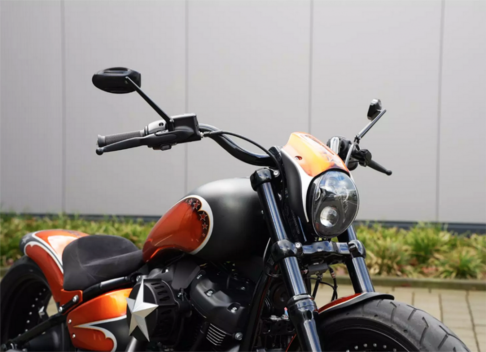 TB - Headlamp Cap Alu LED - Upgrade-Kit - schwarz glanz / Harley Davidson Breakout / Bj 13 - 17