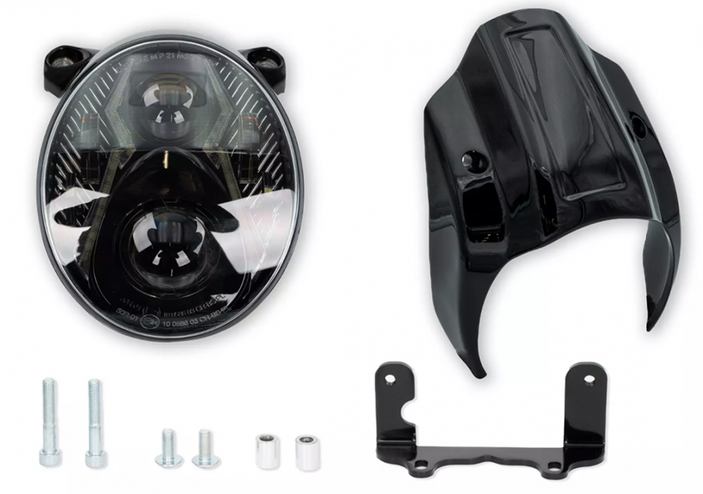TB - Headlamp Cap Alu LED - Upgrade-Kit - black / Harley Davidson Street Bob FXBB/S & Softail Standard FXST ab 18