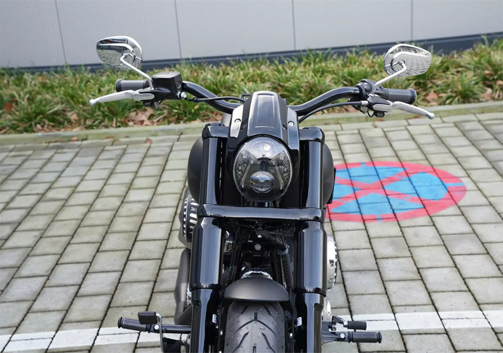 TB - Headlamp Cap Alu LED - Upgrade-Kit - black / Harley Davidson Street Bob FXBB/S & Softail Standard FXST ab 18