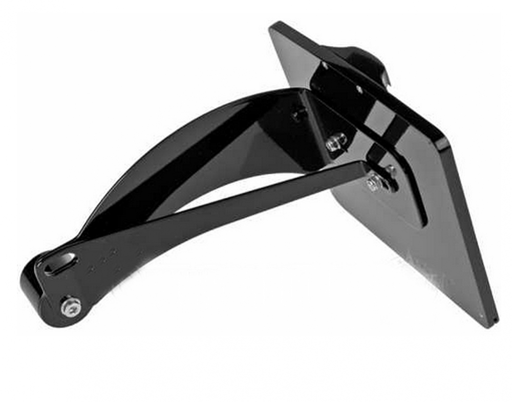 seitl. BR - Kennzeichenh. Kompl.-Set / lang / black / HD V-Rod / außer Muscle & Street Rod / TÜV