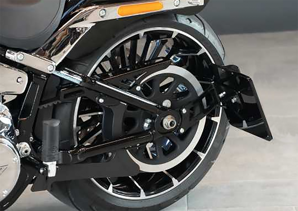 NEU 2024: seitl. BR - Kennzeichenh. Kompl.-Set - Medium Bull - stabil / schwarz / HD Softail / 08 - 17 / TÜV