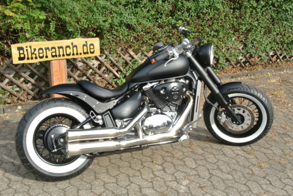 SALE: Falcon Double Groove / Komplettanlg. / ohne Kat / silber pol. / Suzuki VL / M 800 Intruder / EG-BE