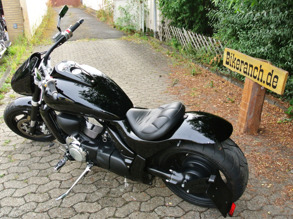 Black Sale: seitl. BR - Kennzeichenh. - SKULL - schwarz / Suzuki VL 1500 C / VZR 1800 / M 1800 / Kompl. Set / TÜV