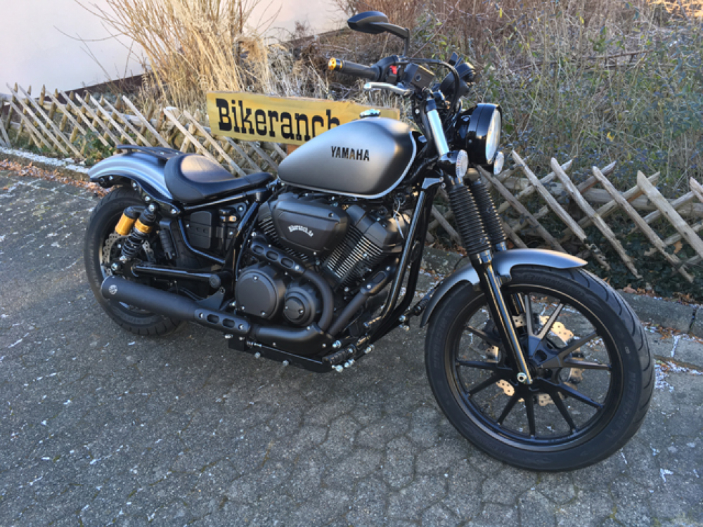 Falcon Double Groove / Yamaha SCR 950 Scrambler / 2-1 Endschalldämpfer / KAT / blackmatt /n ABE