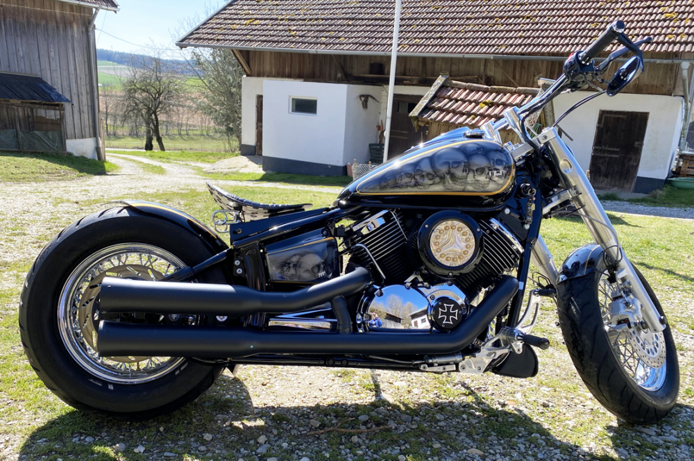 BR - Black Ceramic - FALCON Double Groove / YAMAHA XVS 1100 + Classic / Komplettanlg. / schwarz / EG-BE