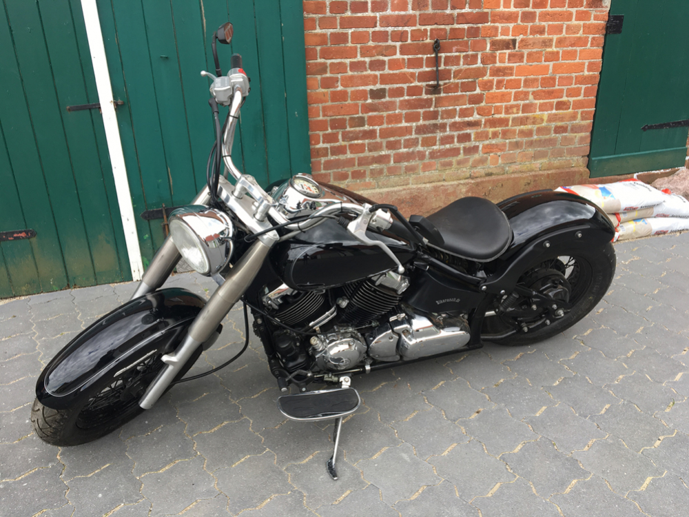 Nur bei uns: BR - Vintage - Heckfender - Schutzblech - Set - roh / inkl. YAM - Struts round - chrom / YAMAHA XVS 650