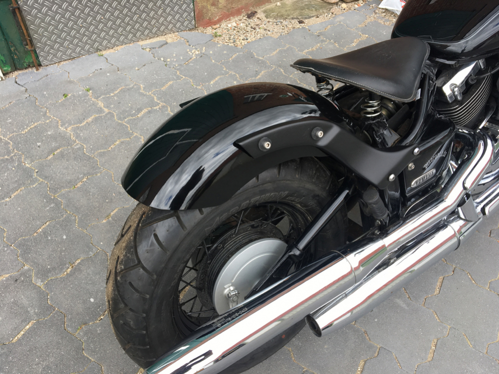 Nur bei uns: BR Heckfender - Schutzblech-Set - schwarz-matt / inkl. YAM - Fenderstruts - round / schwarz f. Struktur / YAMAHA XVS 650