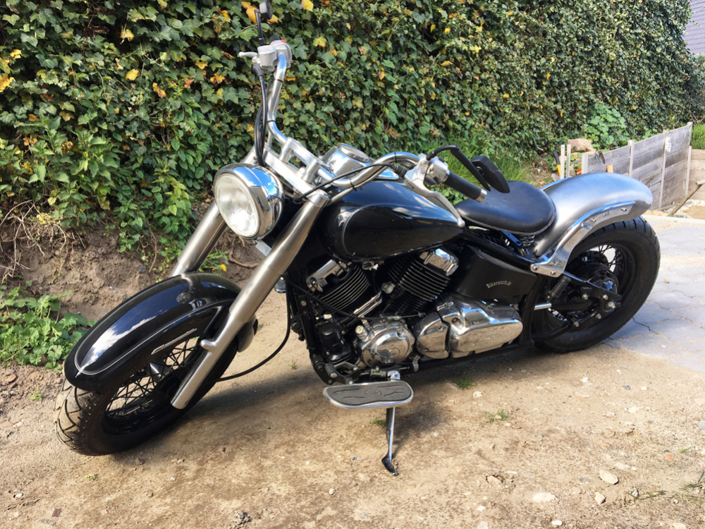 Nur bei uns: BR - Vintage - Heckfender - Schutzblech - Set - roh / inkl. YAM - Struts round - chrom / YAMAHA XVS 650