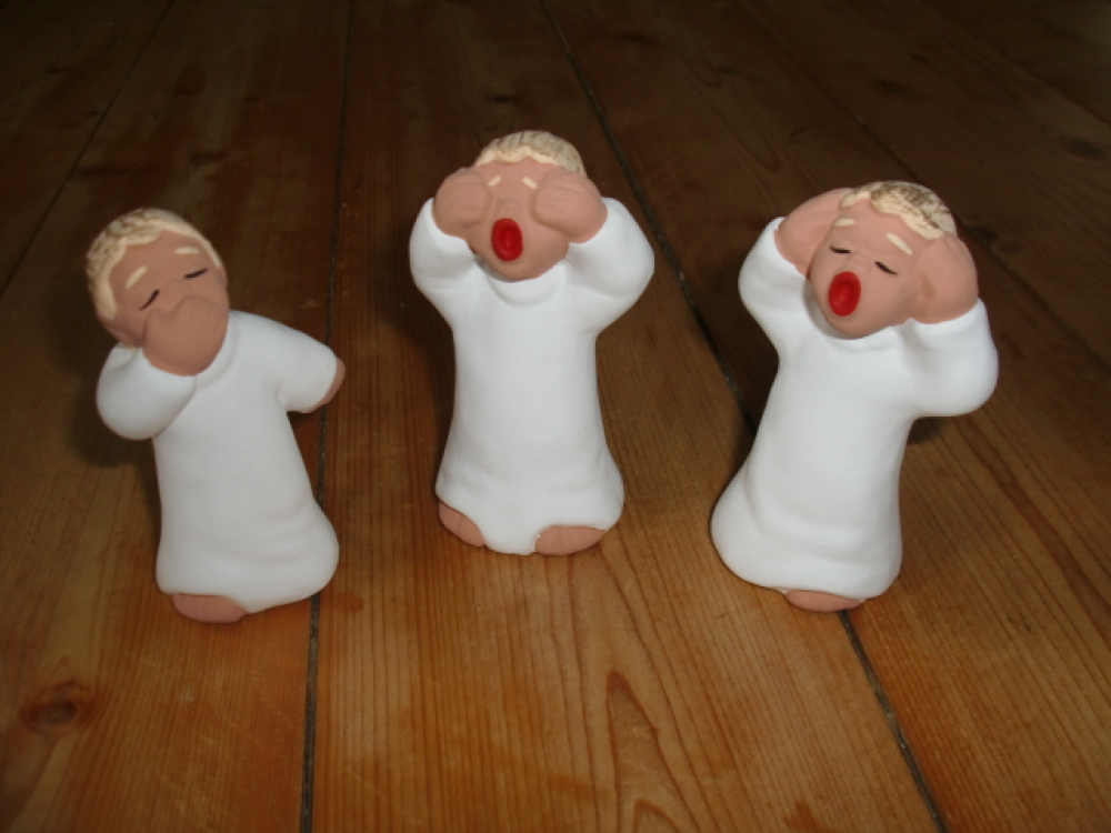 ROT CERAMIC / Weihnachtsengel / Die drei Weisen Engel / 8 cm / Handarbeit