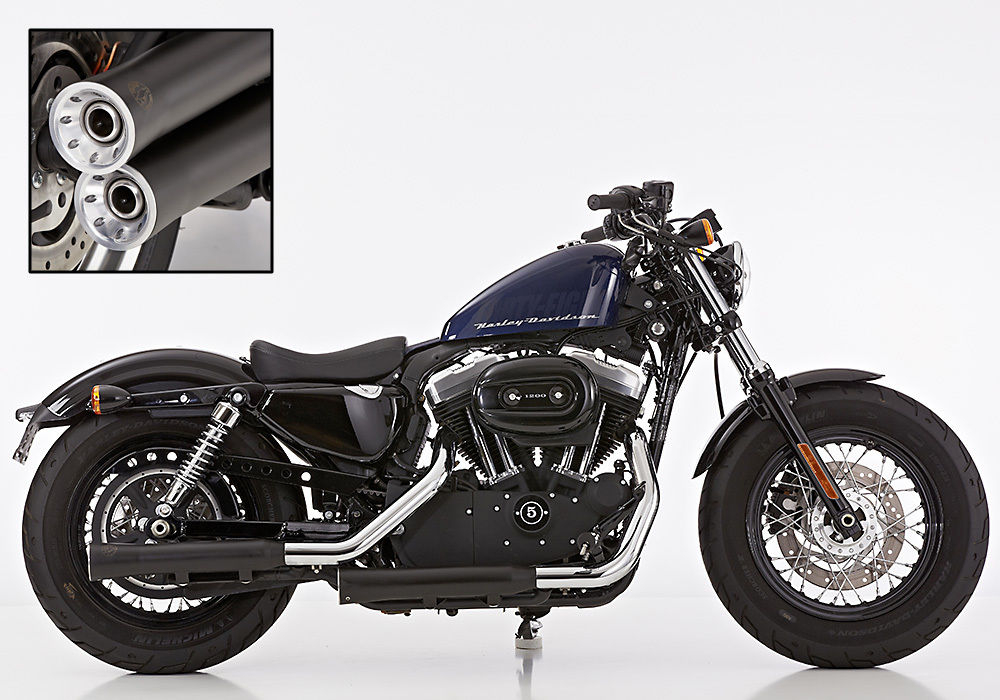 Black Sale: FALCON Double Goove / HD Sportster XL 883/1200 / SlipOn / black / 2014 - 20 / EG-BE