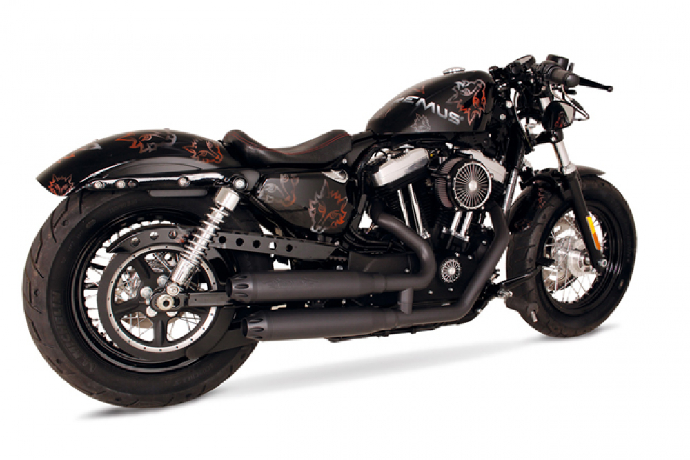 REMUS Komplettanlage / Custom 2-2 / Edelstahl schwarz / HD Sportster / ab 2014 / ABE