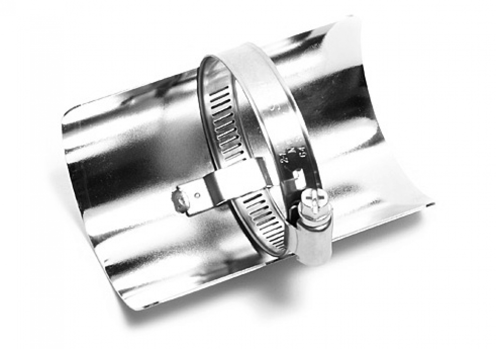 DO Hitzeschutzblech / Chrom / 100 x 65 mm / 38 - 64 mm Krümmer