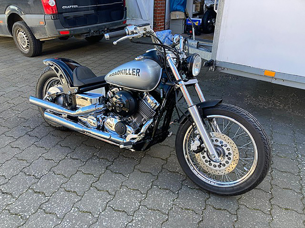 Nur bei uns: BR Frontfender - Yamaha XVS 650 /1100 Custom - "Steel schwarz feine Struktur* Roadkiller "shorty" kurz / mit Halter