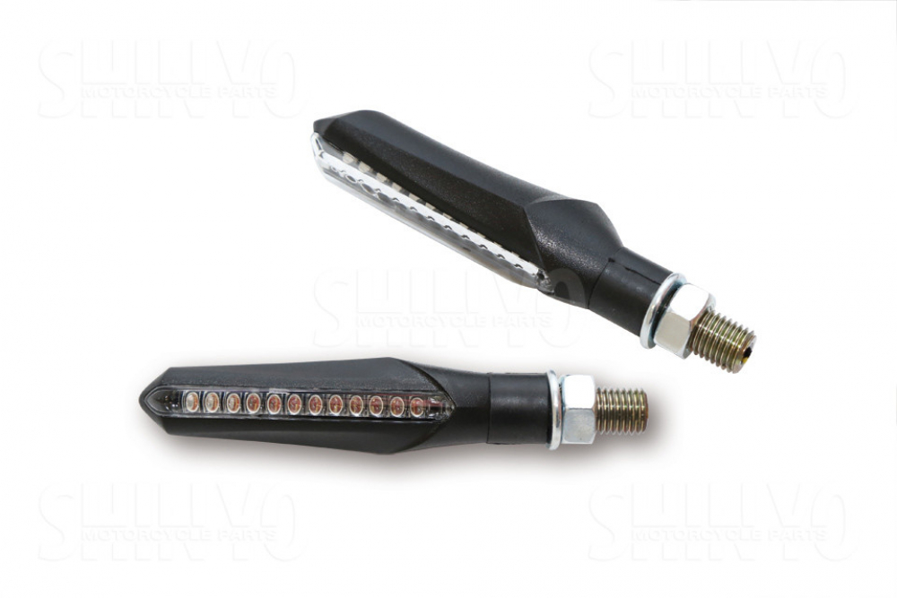 PW Lauflicht-BLINKER LED / schwarz / lang / Paar / E-geprüft