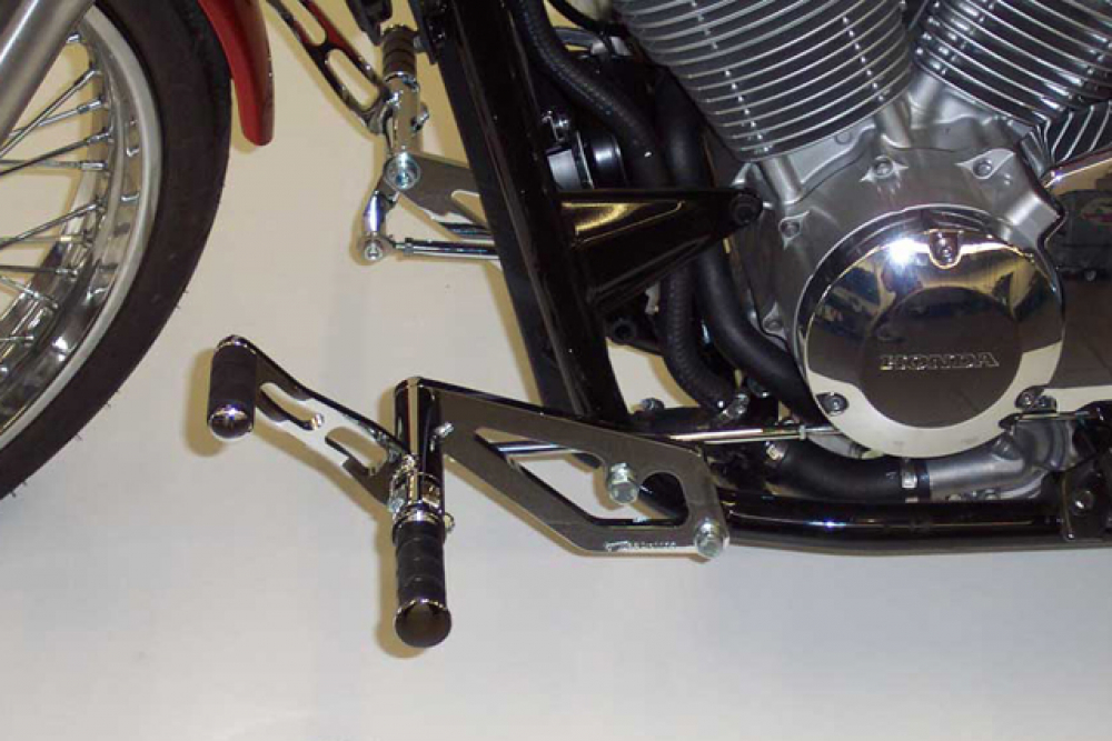 MB vorverl. Fußrasten / Ness Style Look gefräst - mit ABS / long 21 cm / chrom / HONDA VT 750 C 4,5,6 Spirit RC50 / RC53 / ABE