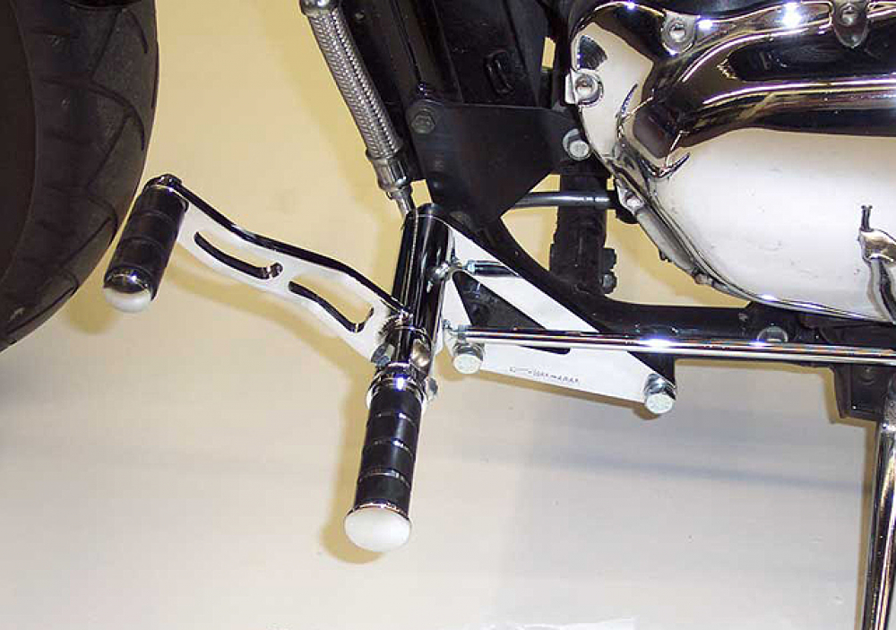 MB vorverl. Fußrasten / 10 cm / Sundance Look glatt / chrom / SUZUKI VL 1500 Intruder / ABE