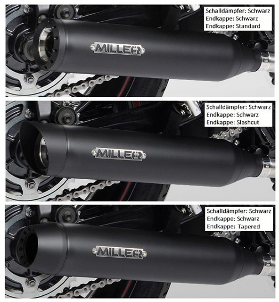 Black - Black - Sale: MILLER "El Grande" Komplettang. / ohne KAT / schwarz-schwarz / Suzuki M 1800 R + R2 + RT / EG-BE