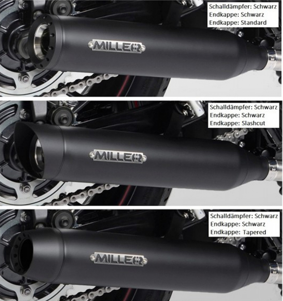MILLER 2-2 Honda VT 1300 CX Fury / SlipOn Auspuff / black / Malibu / KAT / EG-BE