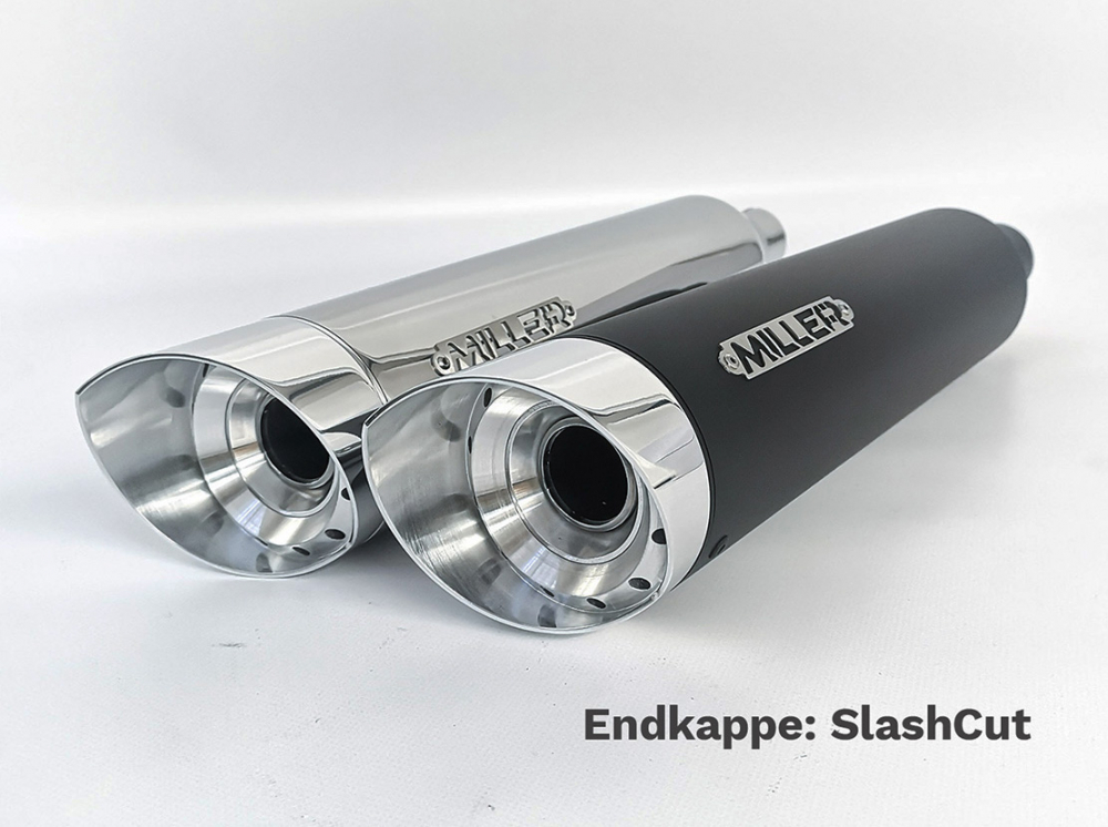 SALE + NEU: MILLER - 2-2 - STORMBREAKER - black + silber / Honda CMX 1100 Rebel / 2 in 2 - SlipOn - bis 2025 / EG-BE - Kopie