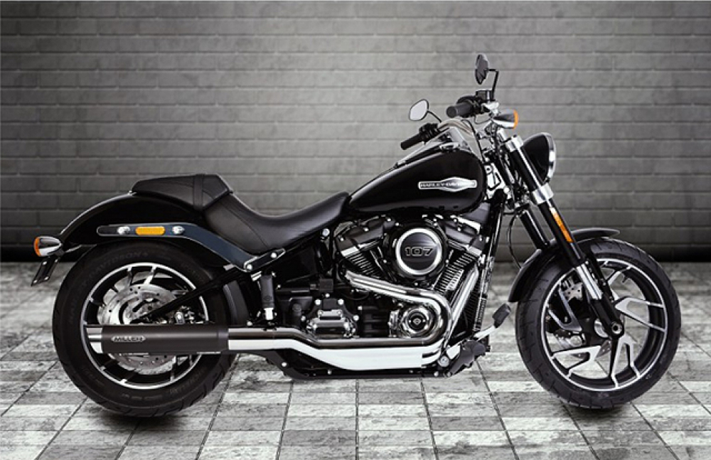 SALE: MILLER - Independence - silber - SlipOn / EURO4 / Harley SPORT GLIDE / FLSB / 107 CUI / ABE