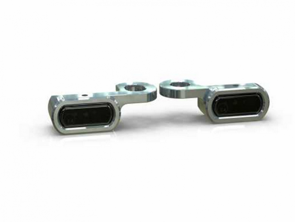 LED Mini Blinker Typ1 / Alu poliert - dunkles Glas / Paar / alle Bikes / E-Zeichen