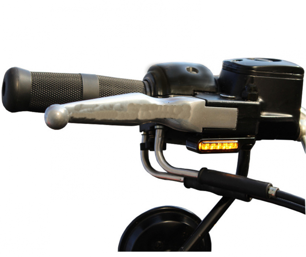 LED Mini Blinker Typ2 / Alu schwarz - dunkles Glas / Paar / alle Bikes / E-Zeichen
