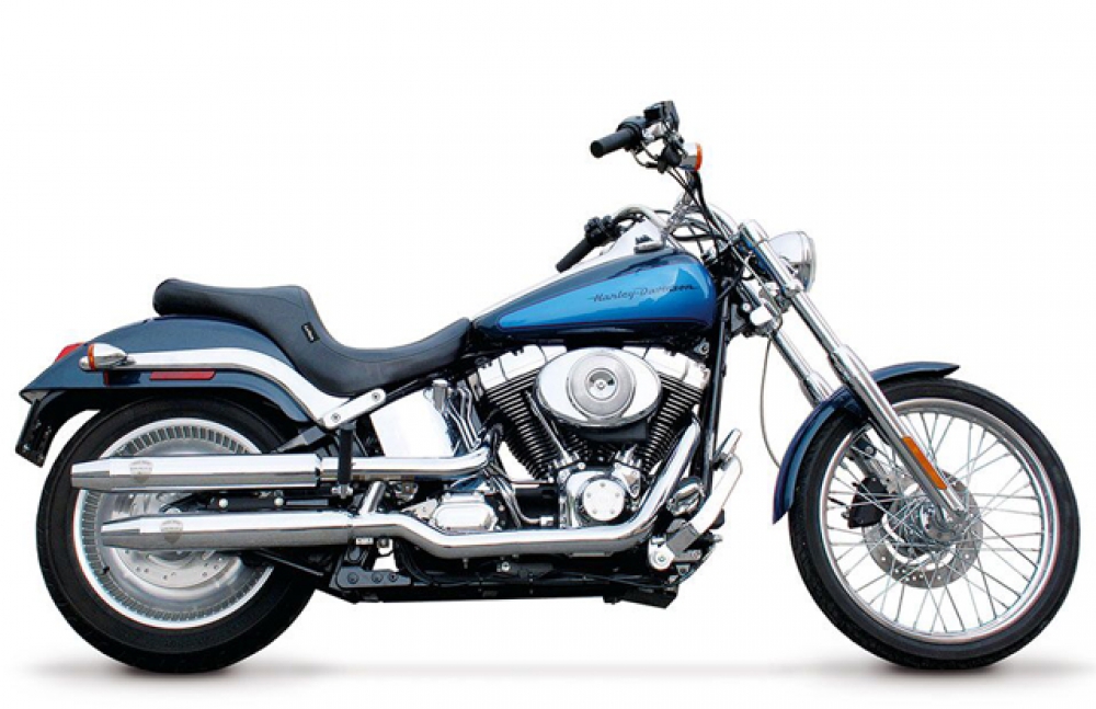 PENZL Neo Classic Auspuffset verstellb. / fein gebürstet / Harley Softail Deluxe / ohne CVO / 05-06 /EG-BE