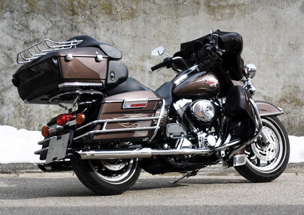 PENZL - Neo Classic Auspuffset verstellb./ 80mm / fein gebürstet / HD Touring / bis 2003 /ABE