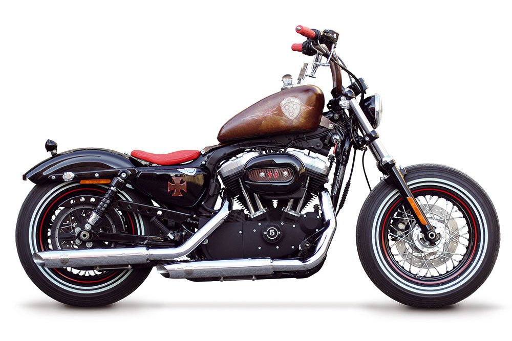 SALE: PENZL Neo Classic - Auspuffset verstellb. / fein  gebürstet / Harley Sportster / 14 - 16 / EG-BE