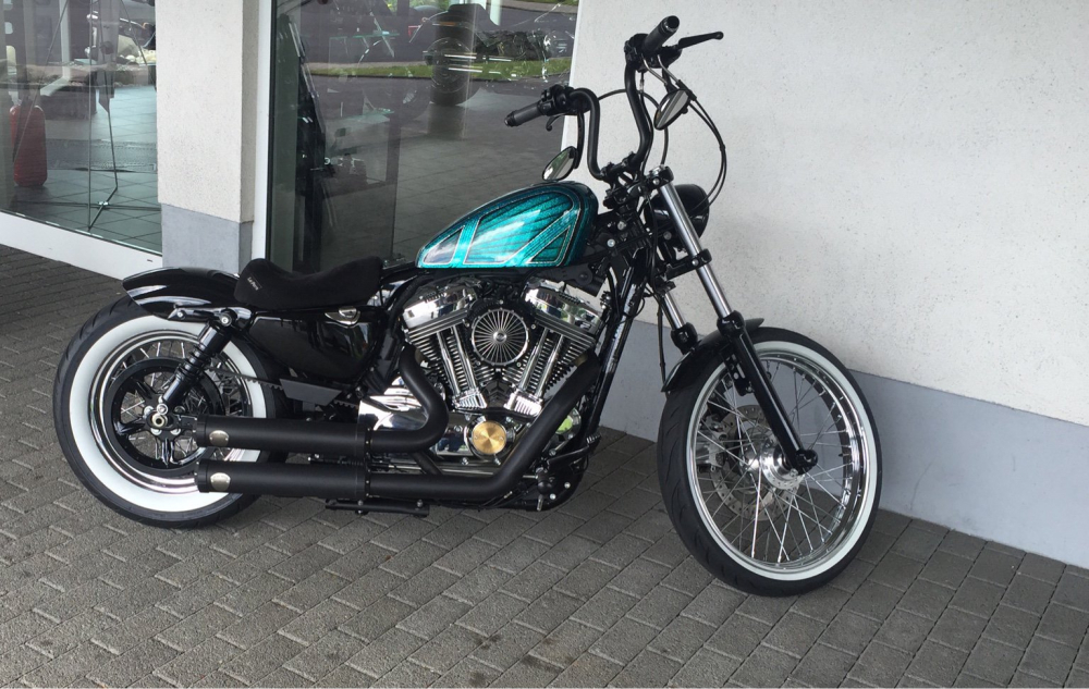 PENZL - Retro Line Auspuffset verstellb. / black-matt / Harley Sportster / 04-16 / EG-BE