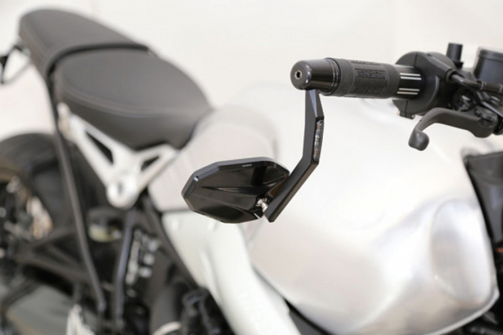 HS Lenkerenden-Spiegel - Victory X-RIM - mit LED-Blinker - im Spiegelarm/ universal / schwarz 1 Stck