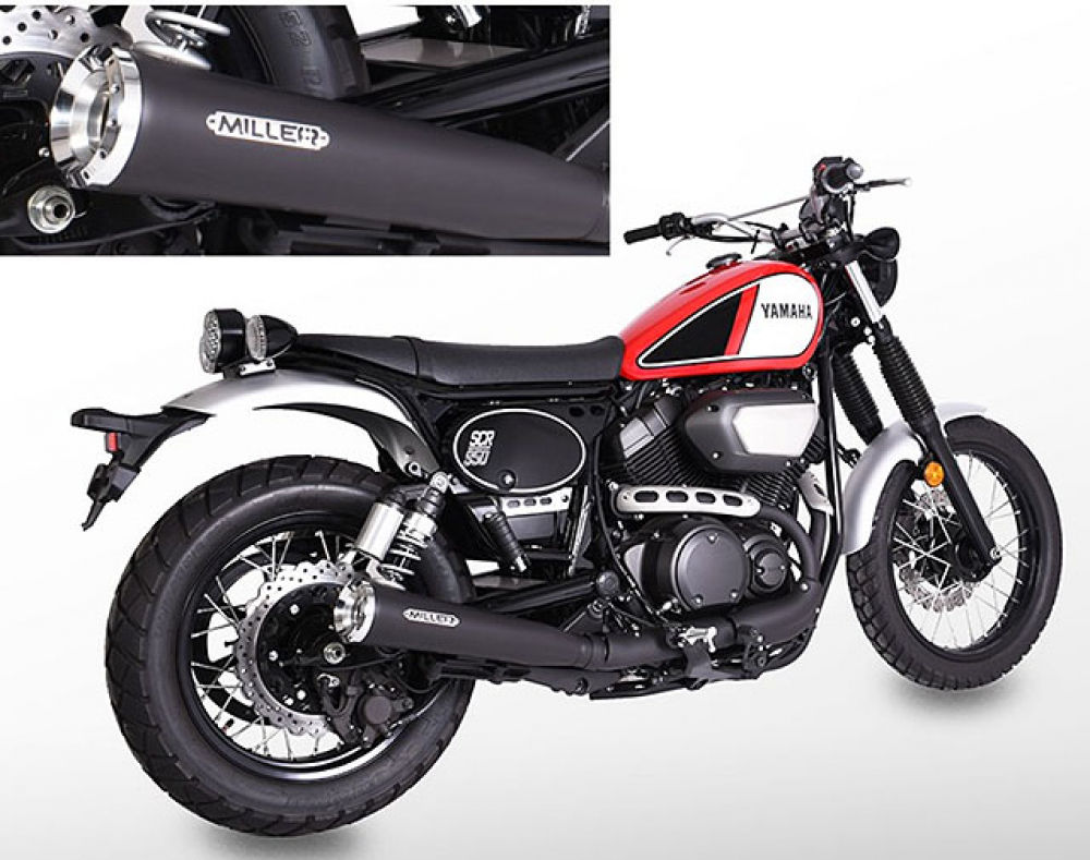 Black Sale: MILLER 2-1 - DART X - Endschalldämpfer / KAT / blackmatt / Yamaha SCR 950 / EG-BE