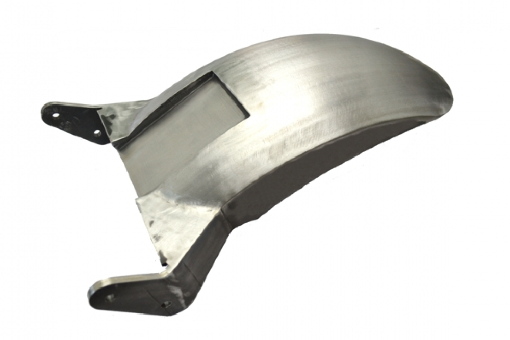 BR HECKFENDER Stiletto Smooth mit E-Box / Stahlblech 215mm / 10mm / HD-Schwinge / Softail 00 - 05 / Tüv