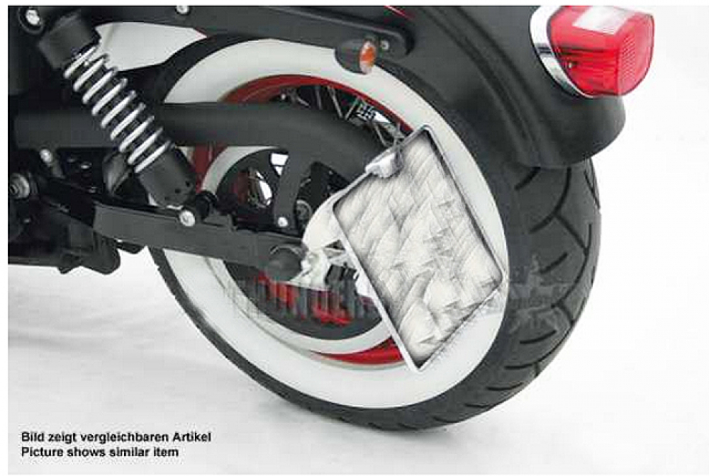 seitl. BR - Kennzeichenhalter - Kompl.-Set / lang / silber / HD Softail / 2008 - 17 / TÜV