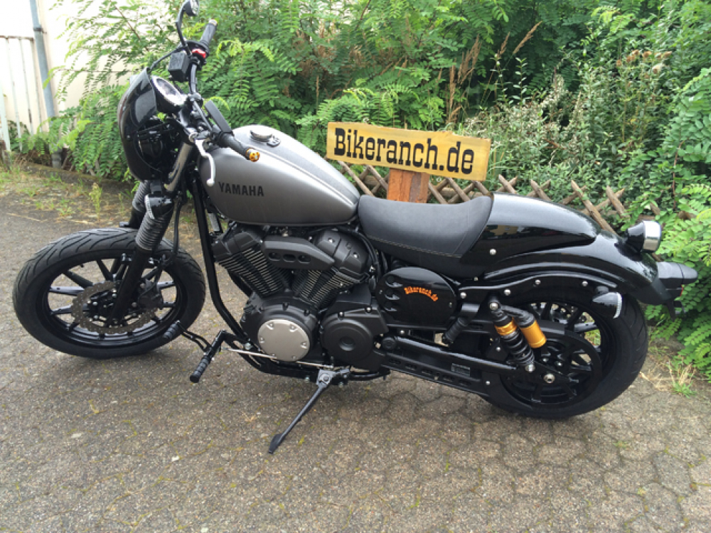 MB vorverl. Fußrasten / Ness Style gefräst / schwarz matt / + 45 cm !!!  / YAMAHA XV 950 Racer / ABE