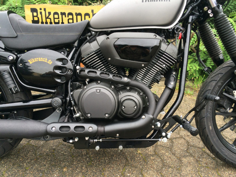 MB vorverl. Fußrasten / Ness Style gefräst / schwarz matt / + 45 cm !!!  / YAMAHA XV 950 Racer / ABE